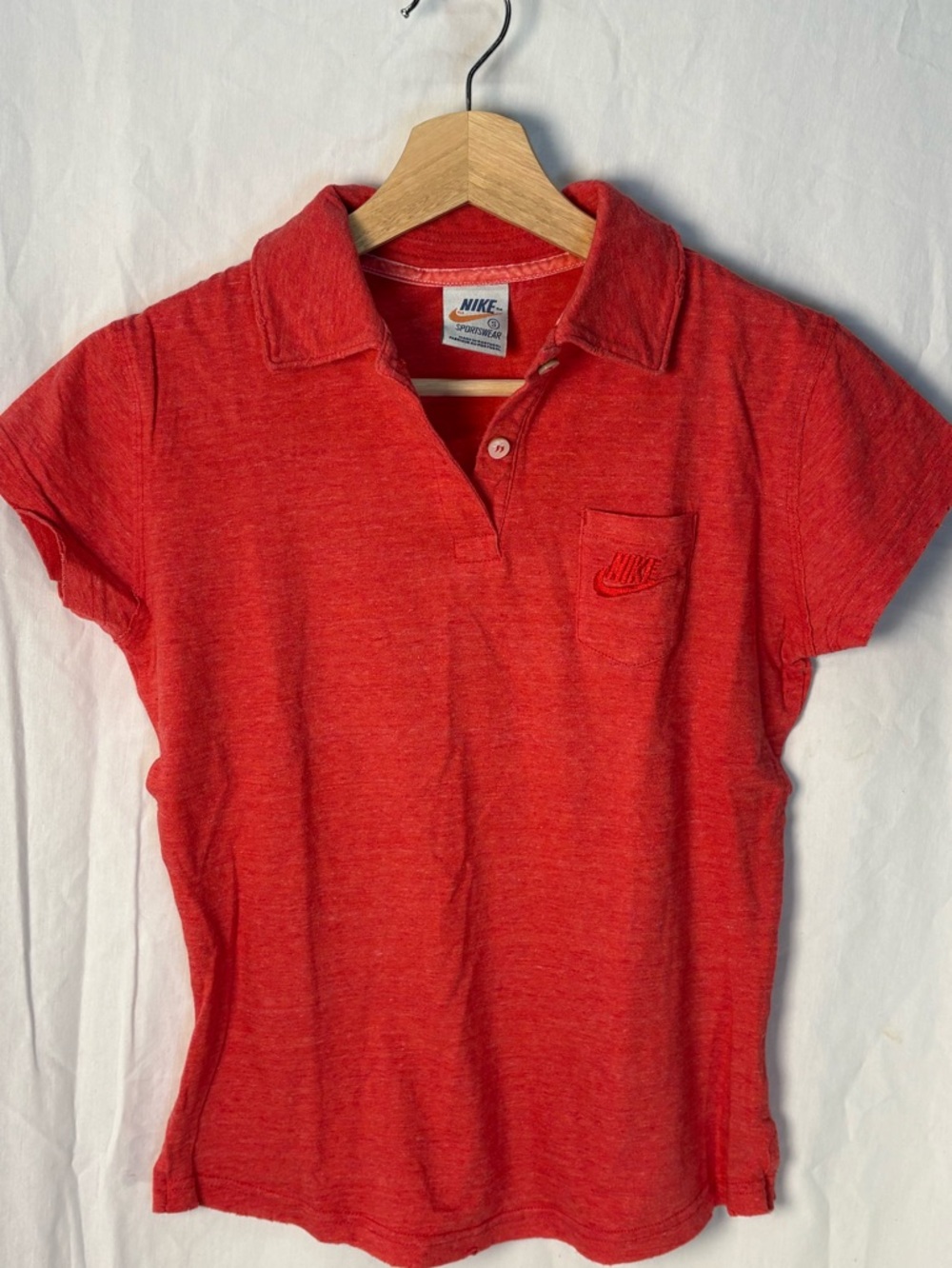 Vintage 80s Nike Orange Tag Polo Shirt - Made in Portugal - Red Heathered - Sm